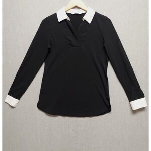 Isaac Mizrahi Live Top Womens XS‎ Preppy Academia Old Money Twofer Black White
